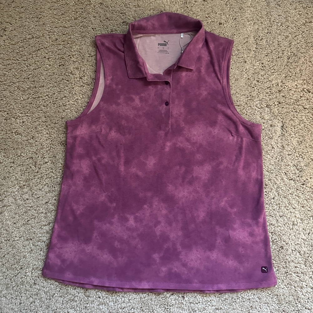 NWT PUMA Women's Golf 2020 Floral Dye Sleeveless Polo Sz Large (164)